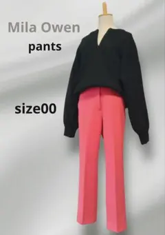 【旬カラー】ミラオーウェン　後ゴムテーパードパンツ　00　ピンク