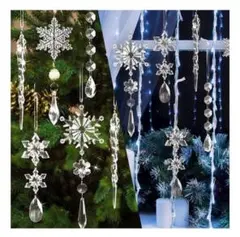 クリスマス オーナメント ツリー飾り 10本 氷柱 雪の結晶 つららのサムネイル