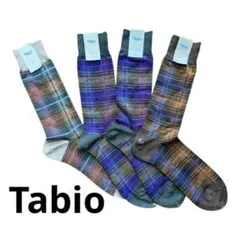 【新品】Tabio 靴下屋 グランジチェックソックス 4本組 メンズのサムネイル