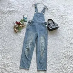 コルザ デニムサロペット S オーバーオール 肩ひも調整可 レイヤード 普段着