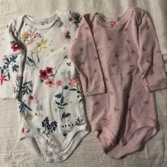 ベビー肌着 2枚セット 花柄と無地