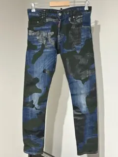 美品 DSQUARED2 カモフラ ペイント デニム クラッシュ 42
