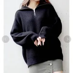 MURUA オーバーZIPニット ブラック