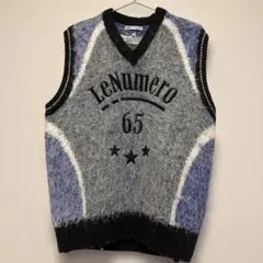 LeNumero Vネックノースリーブセーター S-M グレー/ブルー