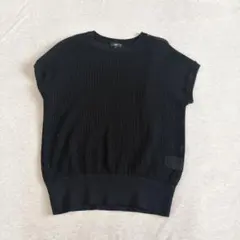 PLST ラメメッシュフレンチスリーブニット 半袖 ブラック M プラステ　黒のサムネイル