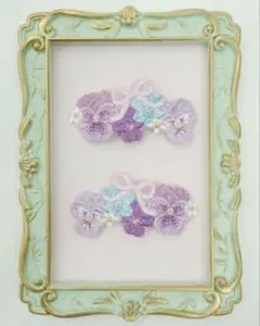 パンジー刺繍クリップセット　Chalmiereのサムネイル