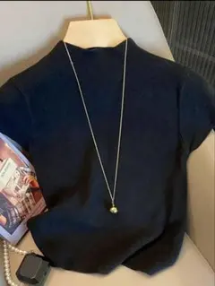 SHEIN ブラック 半袖ニットトップス