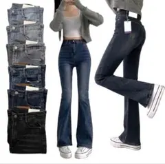 ダークブルー ブーツカットデニム 標準S