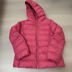 フード付きピンクダウンコート
