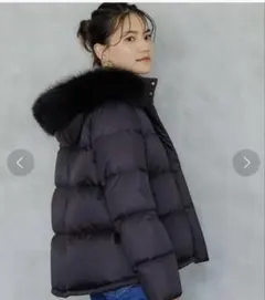 グリーンレーベルリラクシング　ファーフードショートダウン　ブラック　38