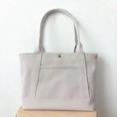 帆布トートバッグ　8号帆布　A4サイズ　肩掛け　ライトグレー
