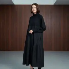 訳あり　ドッキングワンピース　XL ブラック　ロング　長袖　大きいサイズ　黒