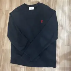 ami ブラック トレーナー ハート刺繍　ami paris アミパリス　黒L