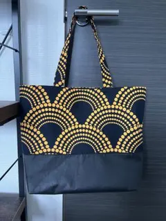 アフリカ布　切り替えトートバック