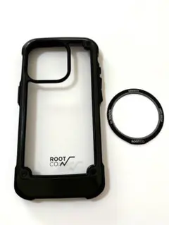 ROOT CO. iPhone 15Proケース カーキ＋メタルリング