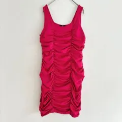 H&M ピンク ギャザードレス Lサイズ ノースリーブ タイト ミニドレス
