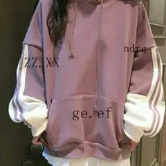 レディース パーカー プルオーバー ライン バイカラー オルチャン 韓国 韓_