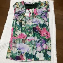 ZARA WOMAN シルク100% 花柄 ワンピースXSのサムネイル
