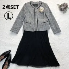 ママスーツ セレモニースーツ 入学式 七五三 フォーマル ツイード ノーカラー