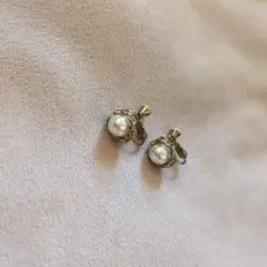 パール フラワー ゴールド イヤリング