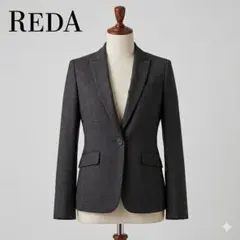 【美品】REDA ウール テーラードジャケット チェック 38 イタリア生地