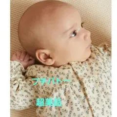 【超美品】PETIT BATEAU 小花柄シャツ ベージュ水色　6m