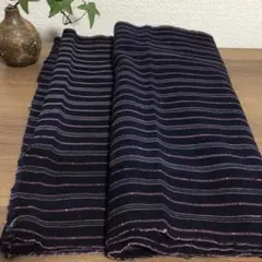 古布藍染　時代物縦縞柄　着物一部　手織りハンドメイド用