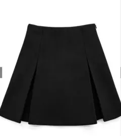 GRL 黒 インパン裏地付ボックスプリーツフレアミニスカート[mei41]