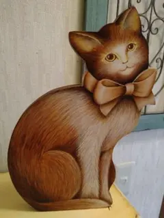 トールペイント作品　猫　ドアストッパー　飾りのサムネイル