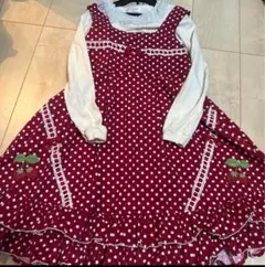 シャーリーテンプルいちご刺繍ジャンバースカート140