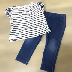 ボーダー　デニム　西松屋 ブリーズ　80 半袖　ズボン　長ズボン　セット