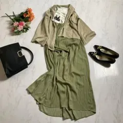 春コーデ　ワンピースセット　３点　Ｌサイズ相当　きれいめカジュアル