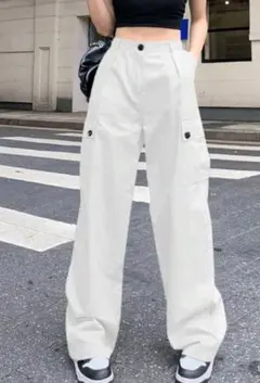 ホワイト カーゴパンツ 2ポケット