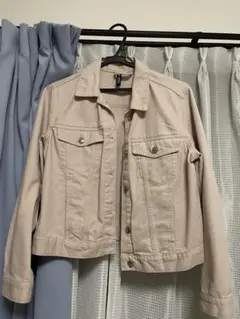 H＆Mピンクベージュデニムジャケット ショート丈