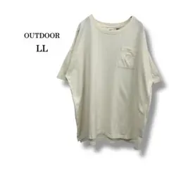 【OUTDOOR】メンズTシャツ　オーバーサイズ半袖カットソー　オフホワイト　綿