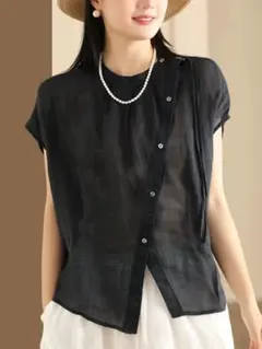 全4色 薄手 ブラウス おしゃれ度高め 無地 気質満点 トップス ボタン