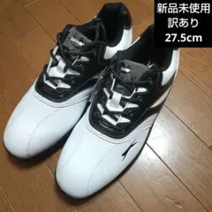 新品 未使用 訳有 27.5cm Slazenger ゴルフシューズ白黒 送料別