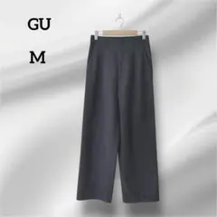 美品　GU ワイドパンツ プリーツ入り ブラック　M