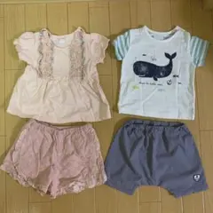 BeBe Tシャツ　ショートパンツ　上下　4点セット　70〜80サイズ