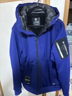 IZFR #8810 フード付きダウンジャケット 3L 青　裏ボア　ハイブリッド
