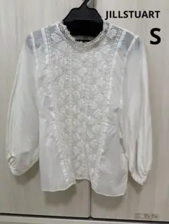 JILLSTUART 刺繍ホワイト七分袖ブラウス S
