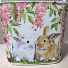 デコパージュꔛꕤティッシュケース♡インテリア♡ひまわりうさぎ
