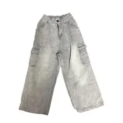 グレー ワークパンツ カーゴポケット付き