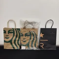 3点スターバックスの店舗で提供しているペーパーショッパーS2点Sエコバッグ1点