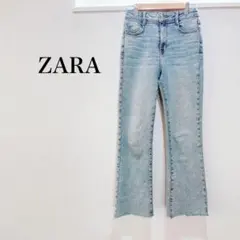 ザラ ストレートデニム ジーンズ 青色 ウエスト後ろゴム 着回し おしゃれ 無地