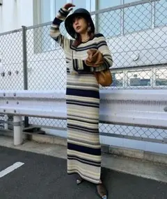 アメリ ヴィンテージ ボーダー ニット ドレス Sサイズ