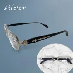 シルバー　サングラス メンズ リムレス　伊達メガネ　眼鏡 Y2K 韓国