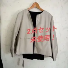 ノーカラージャケットフェイクレザー