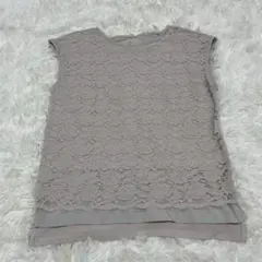 OPAQUE.CLIP ノースリーブ レースブラウス グレージュ フェミニン