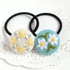 【No.248】刺繍 ヘアゴム ハンドメイド